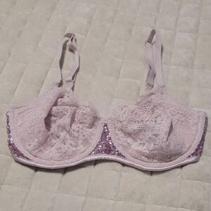 Victoria's Secret Light Pink Lace Bra with Sequins